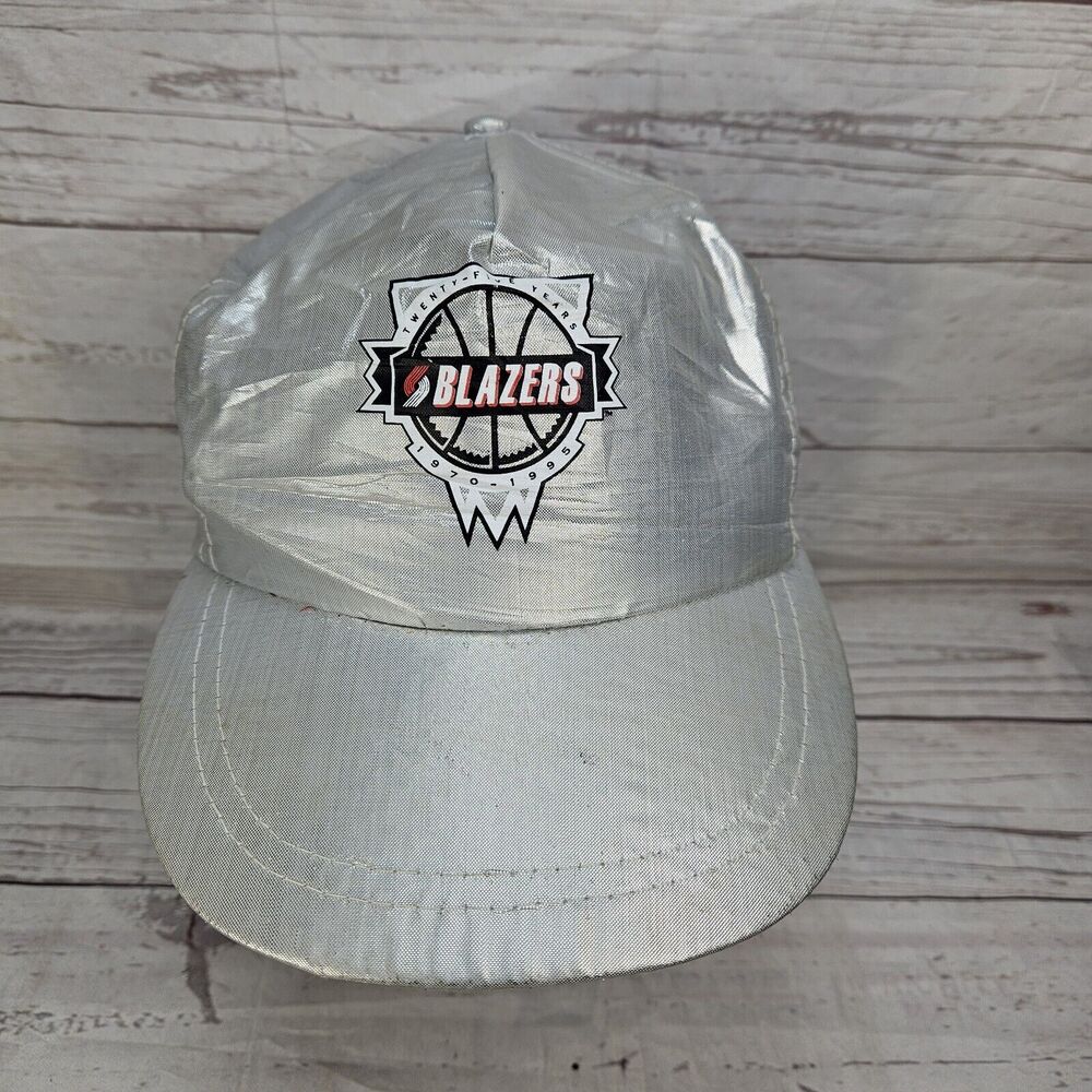 Vintage Portland Trailblazers Snapback Hat 1970-1995 25th Anniversary Silver